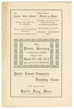 Pribate Secretary a Farcical Comedy vintage program or playbill 1912 Clinton CT - £11.21 GBP
