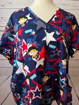 Wonder Woman Plus Size Scrub Top 3XL Mock Wrap DC Comics 3X Nursing Shirt - $559.31 MXN