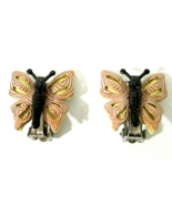 Vintage Butterfly Clip On Earrings Enamel over Metal Mod Retro Style  - $12.00