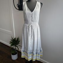 Lucky Brand Medium Navy Polka Dot Midi Dress V-Neck Smocked Waist Ruffle... - €45,17 EUR