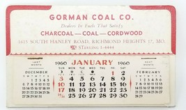 Desk Calendar 1960 Gorman Coal Co. Charcoal Cordwoood Richmond Heights V... - $18.95