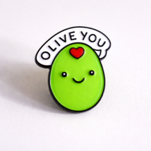 "Olive You" Enamel Pin ♡ Cute Kawaii Pun Gift ☆ I Love You Pin for Couples! - $4.94