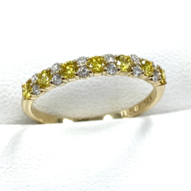 Bague De Mariage En Diamant Lab Grown Rond Alterné Jaune Et Blanc 14k Or... - $20,401.64 MXN+