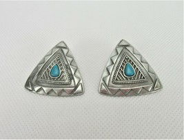 Vintage Costume Jewelry, Turquoise, Pewter, Southwest Earrings, JJ Jonette EAR71 - £11.52 GBP