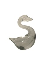 Unbranded Swan Clear Art Glass Swan Figurine Paperweight 3.5&quot; Tall - $11.88