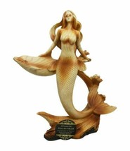 Large Ocean Mermaid Princess With Dolphin Friend Figurine Coastal Marine Statue - £21.57 GBP