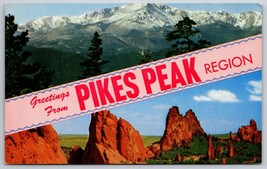 Doppio Vista Banner Greetings Pikes Peak Colorado Co Unp Non Usato Cromo - £2.32 GBP