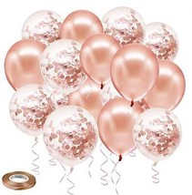Rose Gold Confetti Latex Balloons 50 pack 12 inch Birthday Balloons with 33 F... - £18.84 GBP
