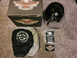 Harley Davidson Jet DOT Motorcycle Helmet Size S Black & Visor, Box, Manual, Bag - £77.29 GBP
