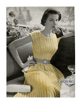 1950s Simple Cotton Lace Afternoon or Evening Dress - Knit pattern (PDF 5822) - £3.01 GBP