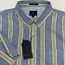 Ben Sherman Mens Casual Button-Down Stretch Striped Shirt 2XL Blue Green NEW - $57.35