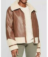 Universal Thread Goods Co.™ ~Size Small  ~ Sherpa Moto Faux Leather Brow... - $70.16 CAD