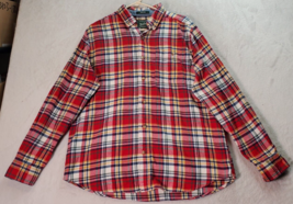 Woolrich Shirt Men Large Red Plaid Flannel Cotton Long Sleeve Collar Button Down - £19.15 GBP