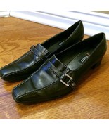 Ecco Black Low Heel With Silver Buckle Detail - Size 38 (8) - £16.01 GBP
