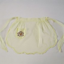 Vintage Sweetheart Yellow Sheer Apron With Flower Applique Mid Century Kitchen - £23.33 GBP