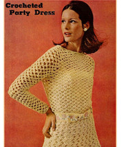 1960s Lace Crochet Party Dress, Long Sleeves - Crochet pattern (PDF 6233) - £2.94 GBP