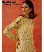 1960s Lace Crochet Party Dress, Long Sleeves - Crochet pattern (PDF 6233) - £2.95 GBP