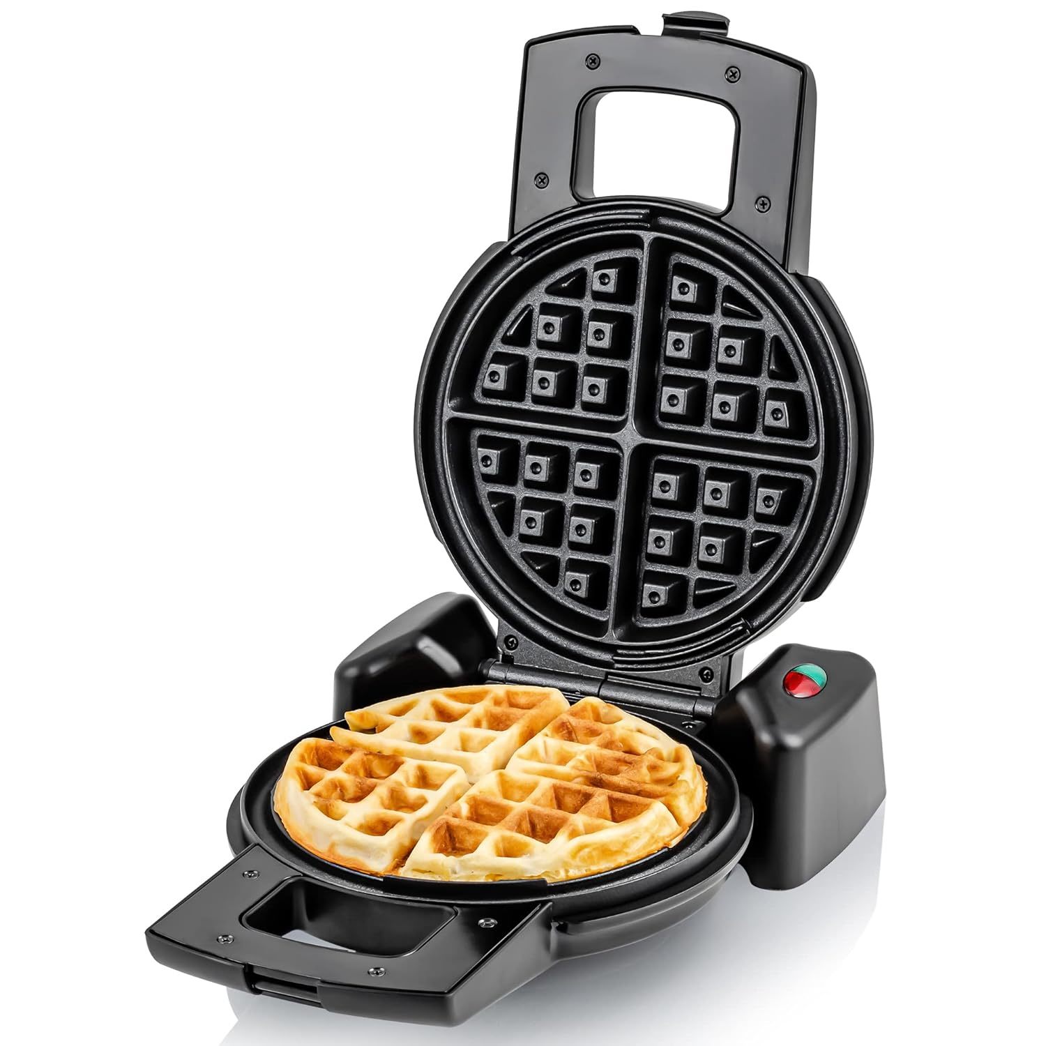 Ovente Electric Waffle Maker 1000W Power with Nonstick Plates and 180 Rotating F