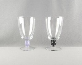 Crystal Wine Goblets Purple &amp; Green Water Tea Drinking Glasses (Set of 2... - $21.78