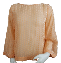 Soft Surroundings Top Set Sz M Peach Polka Dot Flocked Flare Sleeve Jers... - £16.94 GBP