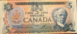 1979 CANADA 5$ BANK NOTE - £20.18 GBP