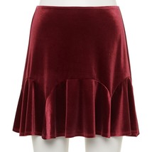 Trixxi Velvet Godet Skater Skirt BURGANDY Women&#39;s Jr Sz M NWT MSRP$34 - $14.74