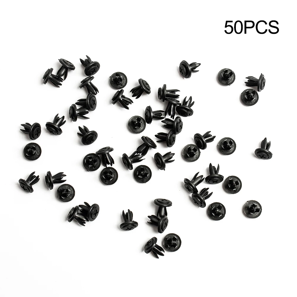 50pcs Car Body 6mm Hole Dia Plastic Rivets Fastener Fender Bumper Push Pin Cli - £11.39 GBP