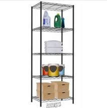 Home Basics 5-Tier Wire Shelving Storage Unit, Black, 21x13.8x61 Inches - £44.84 GBP