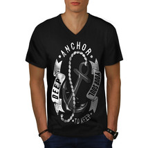 Anchor Your Soul Slogan Shirt Deep Sea Men V-Neck T-shirt - £10.19 GBP
