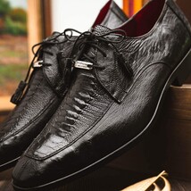 Andretti Genuine Ostrich Leg Dress Derby's Shoes Black image 7