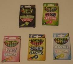 5 packs Crayola Crayons 8ct Bold &amp; Bright Confetti Pastel Neon Pearl NEW - £14.88 GBP