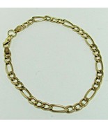 14k Yellow Gold Ladie&#39;s Figaro Bracelet 8.25&quot; Chain 4 mm 3.9g Italy WG V... - $259.99