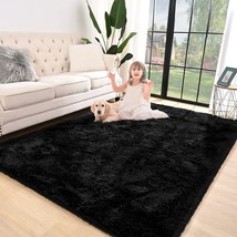 Jelymark Super Soft Shaggy Rug For Bedroom, 4X5.9 Fluffy Carpet For, Black. - £30.82 GBP