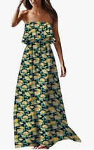 ZMPSIISA Strapless Sunflower Dress maxi Women&#39;s Med Summer Off The Shoulder  779 - £12.36 GBP