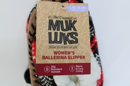 The Original Muk Luks Red Plaid Ballerina Slip on Slippers Womens SZ 8-10 (L/XL) - £14.38 GBP