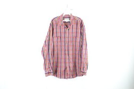 Vintage 90s Eddie Bauer Mens Large Faded Collared Button Shirt Rainbow Plaid - £32.11 GBP