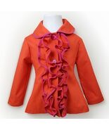 Stella Stevie Ruffle Jacket Girls 4T Orange Pink Contrast Trim Unlined Coat - $17.26