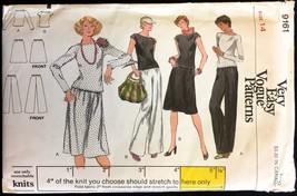 Uncut 1970s Size 14 Bust 34 Stretch Knit Top Skirt Pants Vogue 9161 Pattern - £7.16 GBP