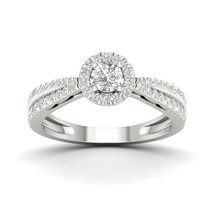 Authenticity Guarantee 
10K White Gold 1/2ct TDW Diamond Halo Engagement Ring - £538.86 GBP