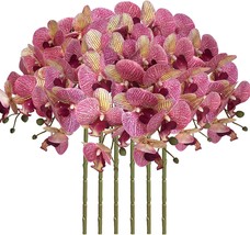 Fagushome 32 Inch Artificial Phalaenopsis Flowers 6 Pcs. Artificial Orchid - £27.50 GBP