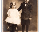RPPC Adorable Little Boy and Girl Dressed Up Studio View UNP Postcard U4 - $3.91