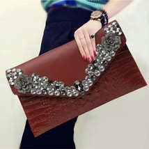 Ther clutch for women 2021 fashion design luxury diamond vintage cowhide envelope party thumb200