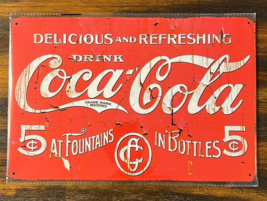 Coca-Cola At Fountains &amp; In Bottles Novelty Metal Sign 12&quot; x 8&quot; NEW! - £7.05 GBP