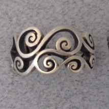 Sterling Silver Scroll Ring Brighton Designer Size 9.25 Wide Open Work Retired - £47.17 GBP