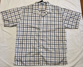 NUCCI Men’s Shirt XL Short Sleeve White,black/yellow Plaid   Button Front - £8.74 GBP