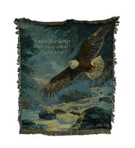 American Majesty 50 X 60 Eagle Tapestry Throw Blanket with Psalm 91:4 Verse - £43.32 GBP