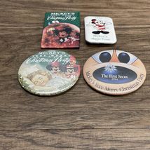 Vintage Lot Of 4 Disney Mickey’s Very Merry Christmas Party Buttons KG - $14.84