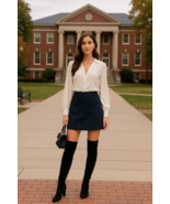 Derek Lam 10 Crosby Dark Indigo Striped Mini Skirt Size 10 School Work P... - €89,30 EUR