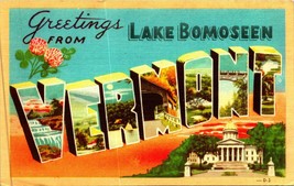Large Letter Greetings Lake Bomoseen Vermont VT UNP Linen Postcard Unused M4 - £3.84 GBP