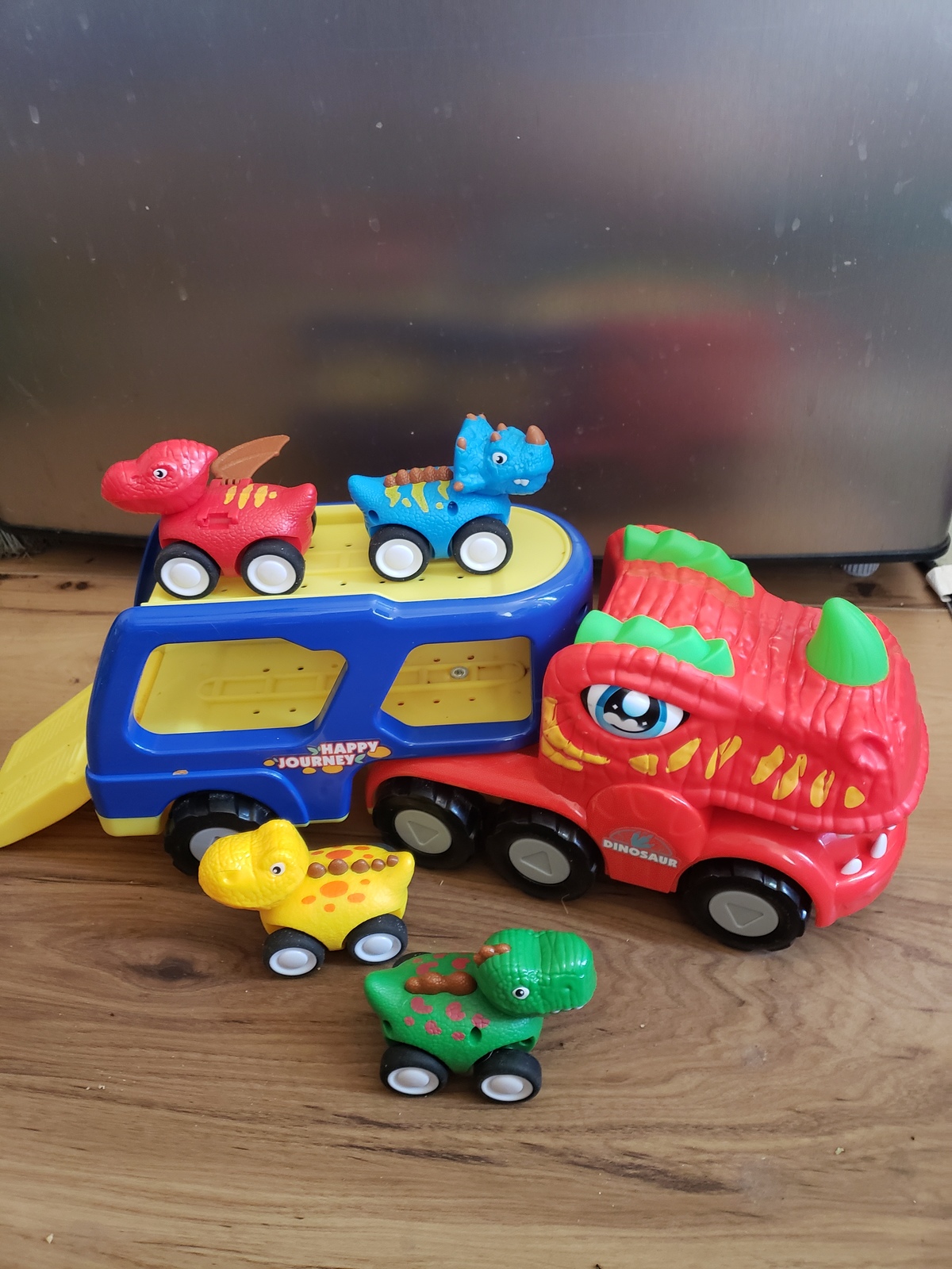 Happy Journey Dinosaur Toy Truck with 2 layer Dinosaur Car Hauler ^ - $25.00